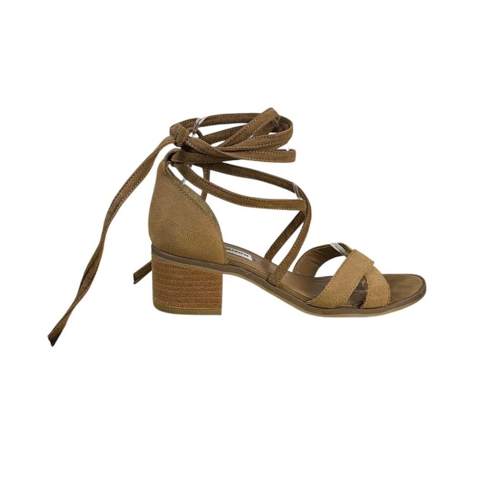 Steve Madden KanzelyTan Suede Ankle Wrap Sandals Size 7.5